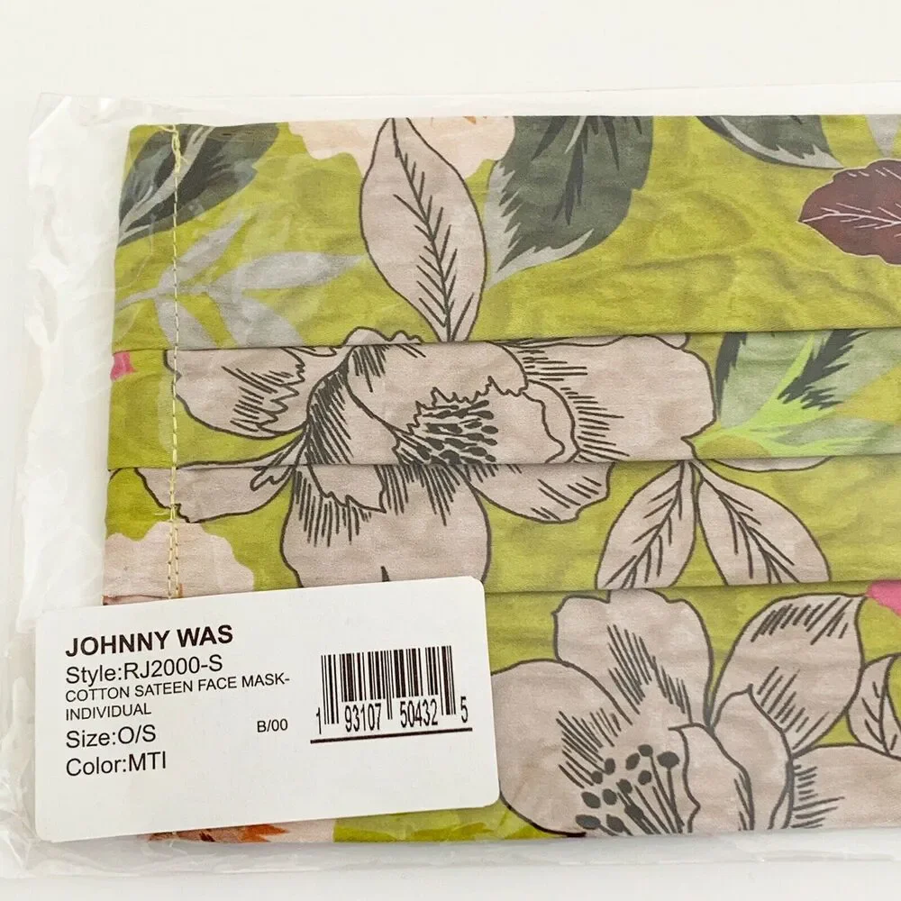 JOHNNY WAS Face Mask Designer Cotton Sateen Face Mask Face Covering